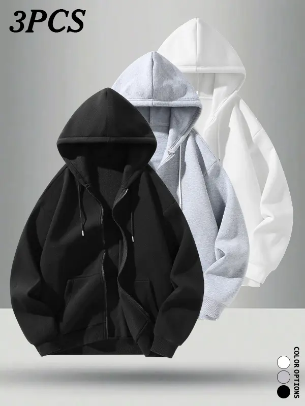 Men’s hooded sweatshirt multi-pack for autumn, loose casual and versatile basic solid-color top