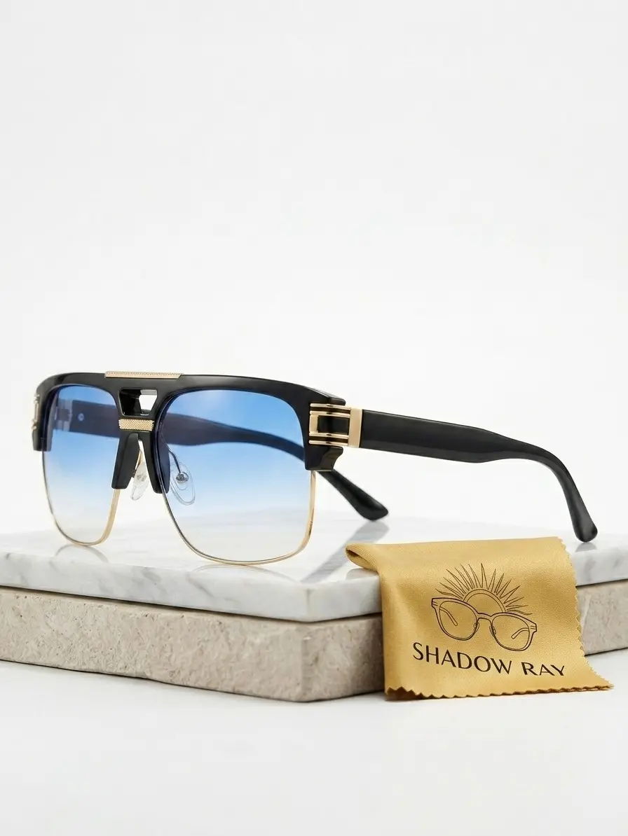 Luxury Clear Gold Metal Oversized Aviator Glasses Unisex Anti Blue Light Fashion Eyewear