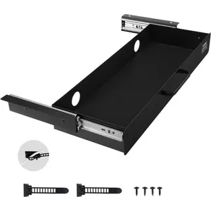 VEVOR Under Desk Drawer Slide Out, 33inch Under Desk Mounted Pull - out Drawer Attachment, Hidden Under Counter Drawers for office Home Sit Stand Workstation, BlackVEVOR Super Brand Day