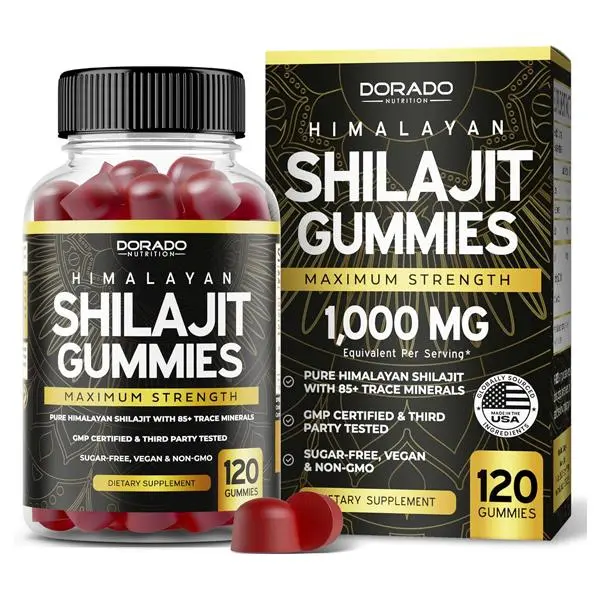 Shilajit Gummies For Men & Women 1000mg (High Potency Gold Grade with 85+ Trace Minerals with Fulvic Acid) - Energy & Immunity Support - Third Party Tested, Non GMO, Vegan & Made in USA (120 Gummies)