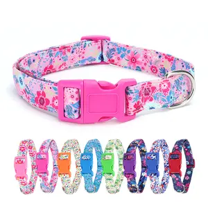 Pet collar bow floral cute style color buckle small and medium dog collar dog leash
