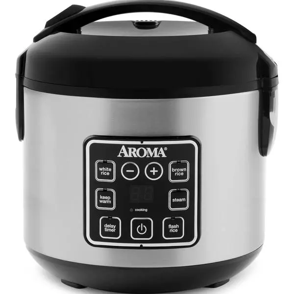 AROMA Digital Rice Cooker, 4-Cup (Uncooked) / 8-Cup (Cooked), Steamer, Grain Cooker, Multicooker, 2 Qt, Stainless Steel Exterior, ARC-914SBD