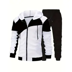 New Arrival Autumn/Winter Men's Zippered Design Hooded Sweatshirt Set - Fleece Hooded Sweatshirt Men's Casual Sports Outfit