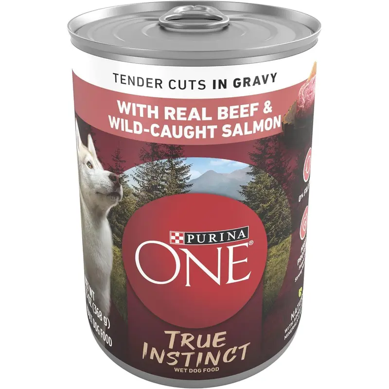 Purina ONE True Instinct Tender Cuts in Dog Food Gravy with Real Beef & Wild-Caught Salmon - Pack of 12 13 oz Cans Pet Products