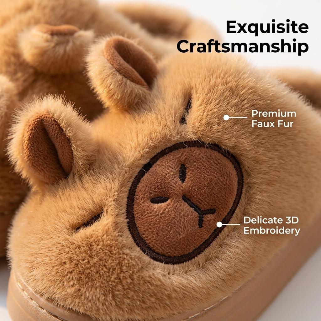 Men And Women Couple'S Anti-Slip Indoor Warm Plush Slippers for Home, Featuring Cartoon Capybara Design for Winter Holidays