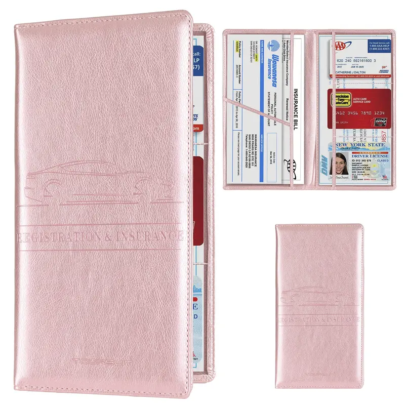 Premium Car Registration and Insurance Card Holder Car Registration & Insurance Card Holder, Magnetic Closure Vehicle Organizer, Car Essential Document Wallet, Spring Gift, for Pokemon Cards Holder, Compact Car Accessories, Essential for Owners