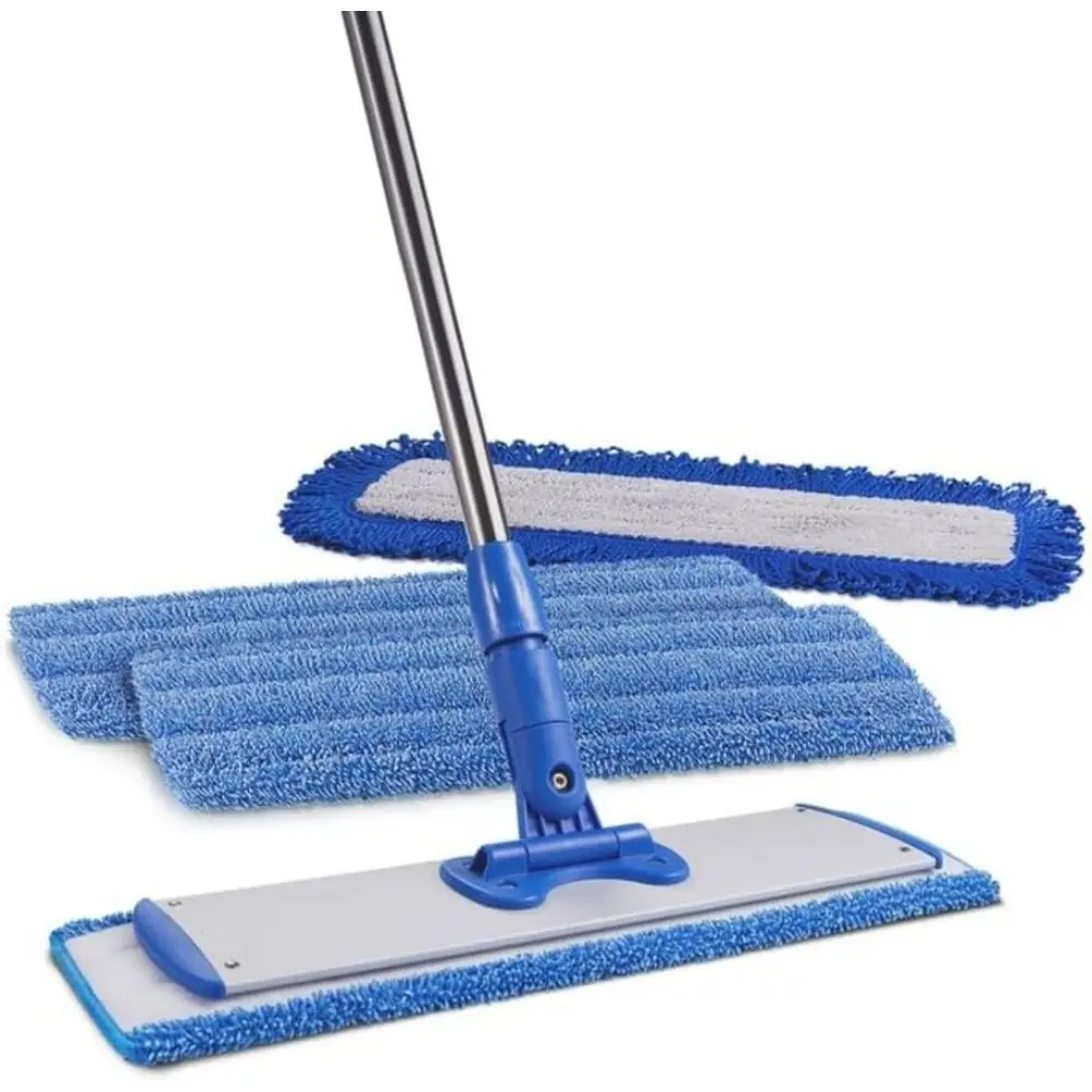 Lightweight Stainless Steel Microfiber Cloth Mop - No Bucket Required, 3 Washable Pads, Multifunctional for Hardwood, Tile, Kitchen, Apartment Hallways, Cleans Faster for Everyday Homes, Dust & Wet Mopping