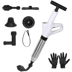 Toilet Plunger, High Pressure Clog Remover, Air Drain Unclogger Blaster with Visual Barometer and Waterproof Storage Bag, Heavy Duty Plungers for Toilets Bathroom, Floor, Kitchen, Plumbing Clogs-White