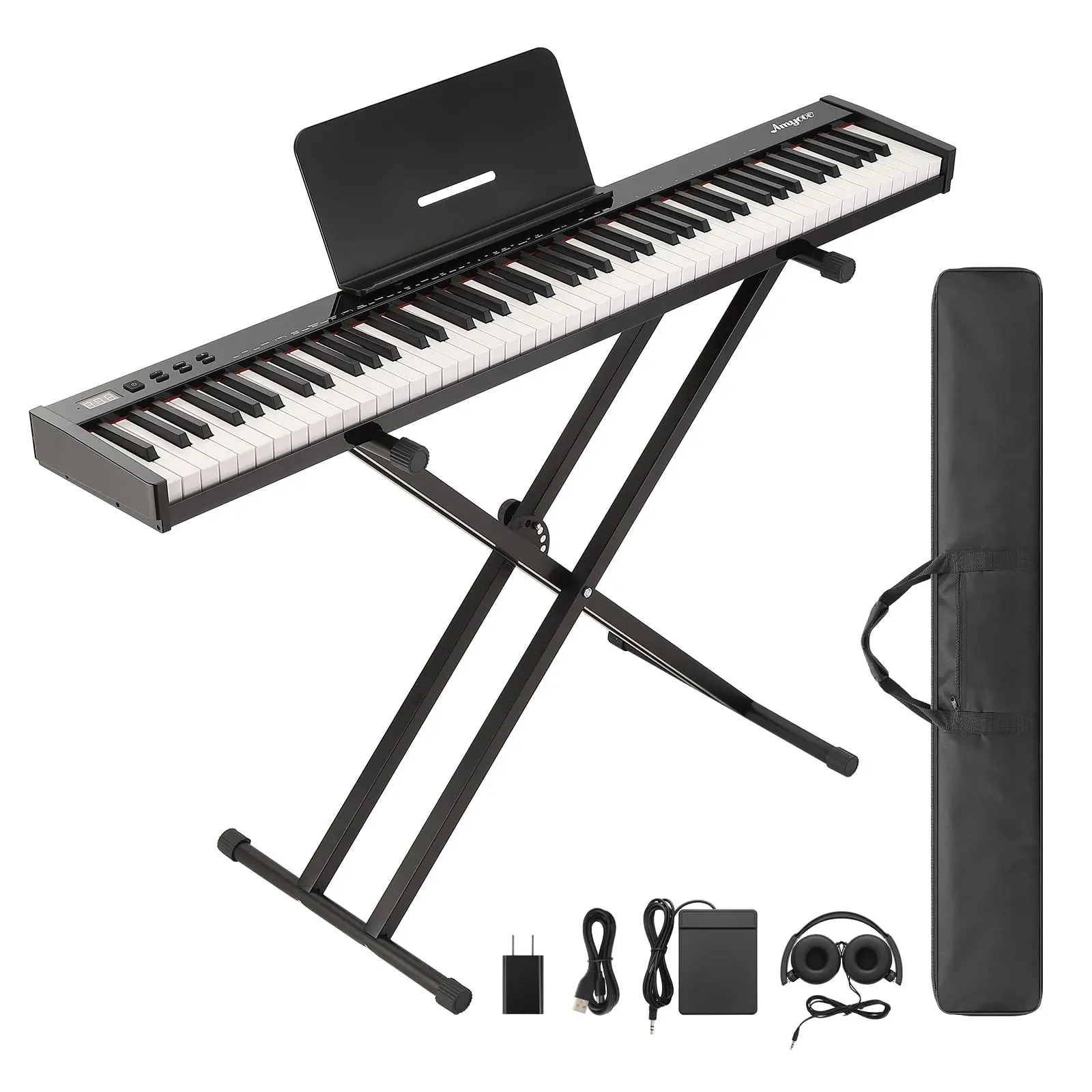 【GARVEE】88-Key Semi-weighted Full-Size Electric Piano Keyboard for Beginners with Portable Design, Includes Stand, Headphones, Sustain Pedal, Handbag, Bluetooth, and USB MIDI Connectivity