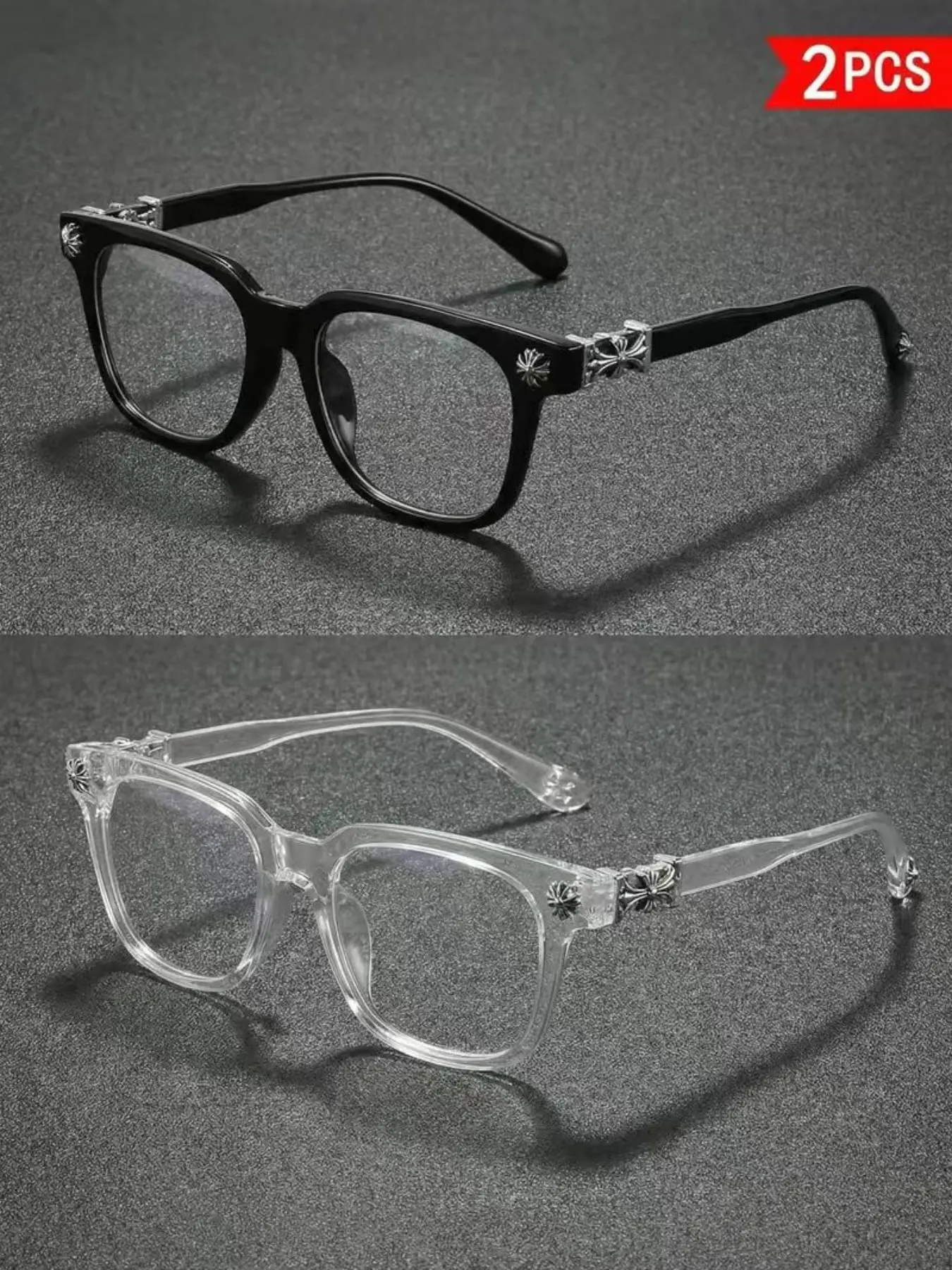 2 Pcs New Square Glasses, Fashionable Frames Glasses, Unisex Stylish Light Luxury Elegant Frames, Trendy Square Frame, Available in Multiple Colors, Perfect Gift for Him, Suitable for Daily Wear, Square Eyewear for Photography