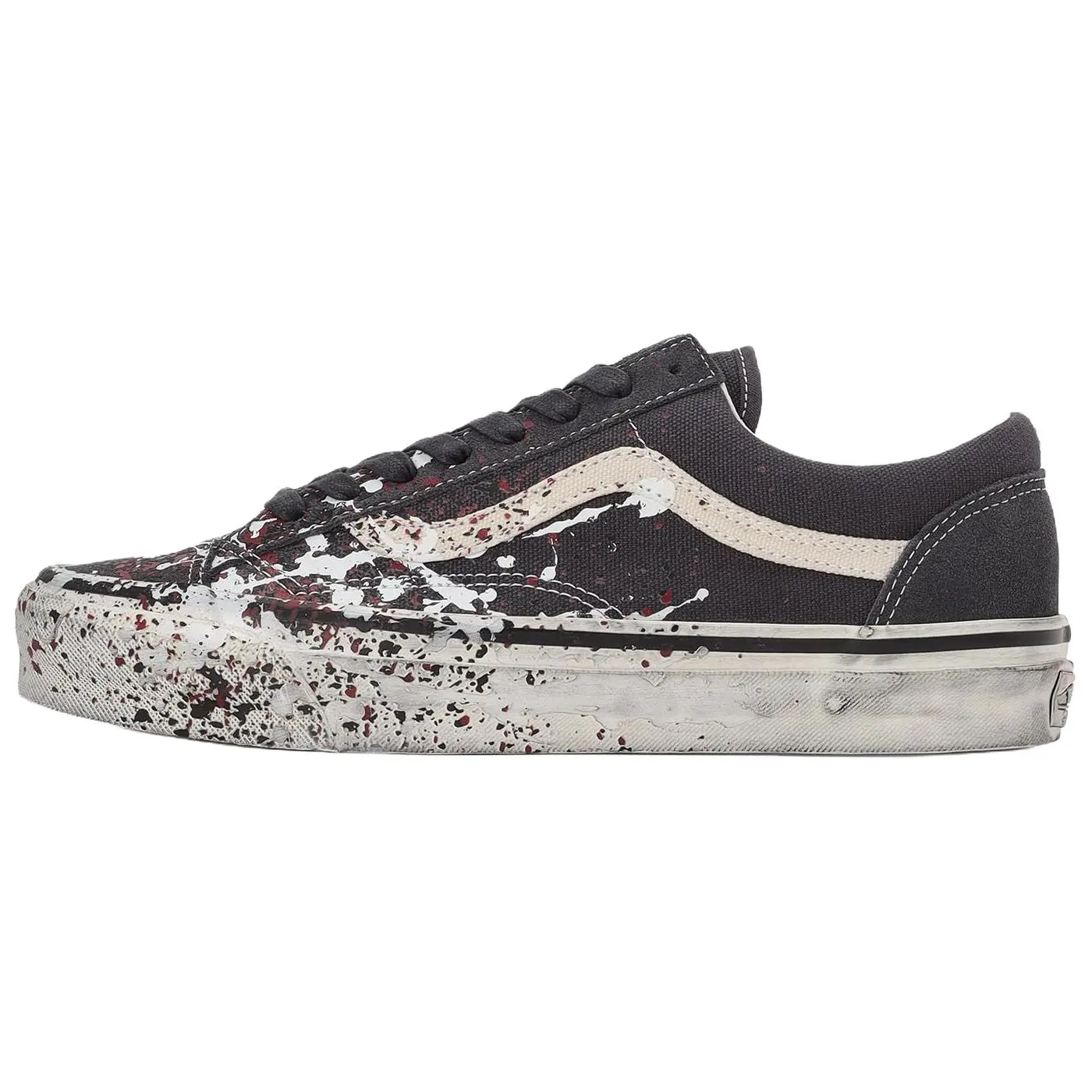 Vans Old Skool 36 Athletic Footwear - Paint Splatter Charcoal Grey Shoe, Men's/Women's Sports Sneaker