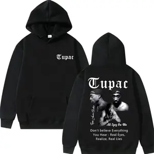 2025 Autumn and Winter Rapper Tupac 2pac Shakur All Eyez on Me 100% Pure Cotton Printing Hoodie Men Hip Hop Fashion Unisex GLZ