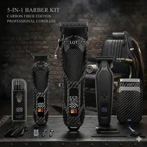 [Father's Day] LQT 5-in-1 Professional Barber Kit, Hair Clipper, T-Trimmer, Detail Trimmer, Electric Shaver & Nose Hair Trimmer Set, Cordless LED Digital Display, USB Rechargeable, Crafting Refined Enhancements Haircut, salon at home,  Gift