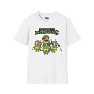 Funny Turtle Minions Mashup Shirt | Retro Cartoon Parody Tee | Gamer Nerd Humor T-Shirt | 90s Inspired Graphic Tee | Funny Crossover Shirt