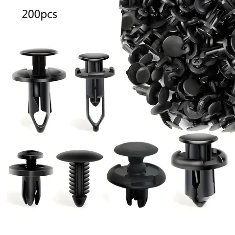 Multi-Size Durable Plastic Bumper Retainer Clips Kit - 200 Pieces, 6 Different Sizes, Auto Parts Accessories, Car Accessory, Car Bumper Fastener, Universal Quick-Release Fasteners, Body Repair Tools for Toyota