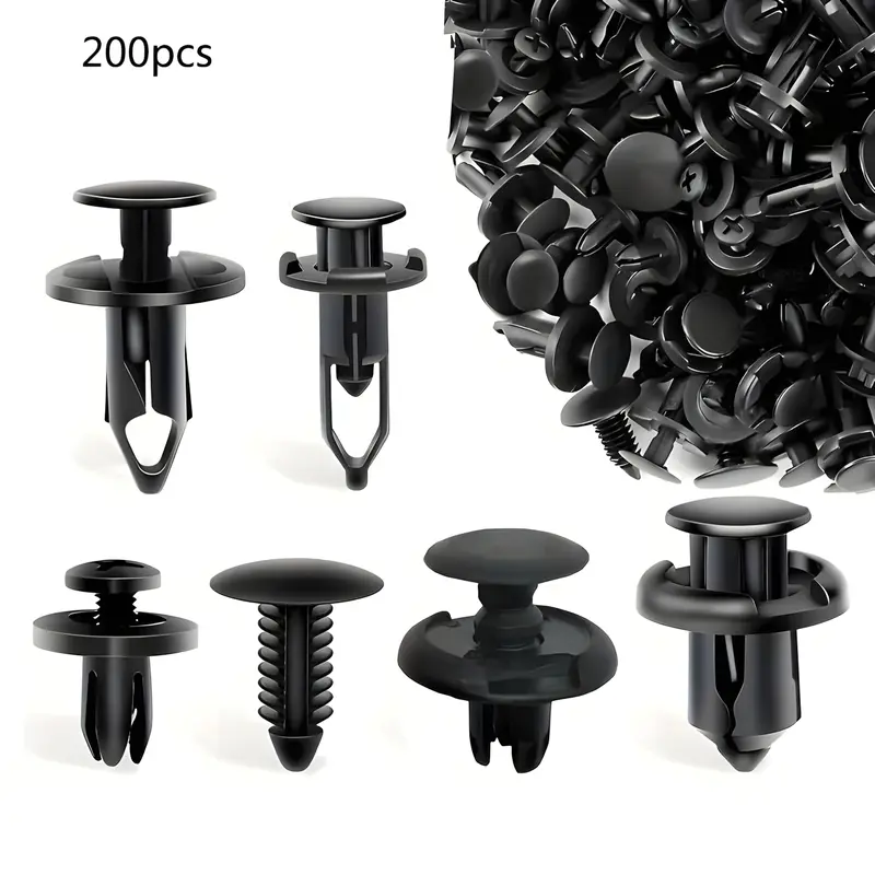 Multi-Size Durable Plastic Bumper Retainer Clips Kit - 200 Pieces, 6 Different Sizes, Auto Parts Accessories, Car Accessory, Car Bumper Fastener, Universal Quick-Release Fasteners, Body Repair Tools for Toyota