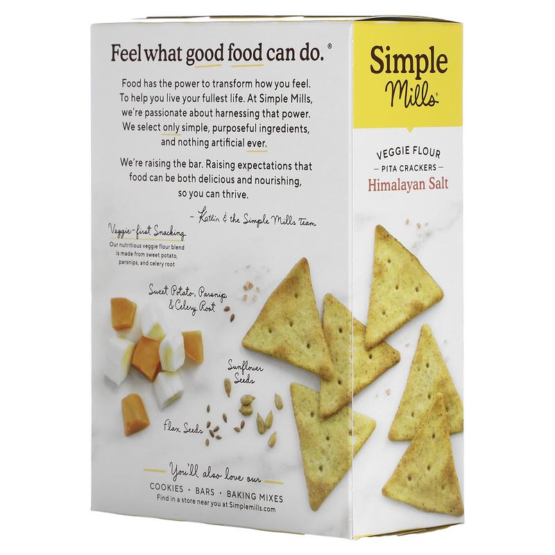 Simple Mills Veggie Flour Pita Crackers, Himalayan Salt, 4.25 oz (120 g)