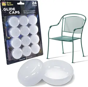 Wrought Iron Patio Furniture Feet Caps (24 Pack, White) - 1.5" Round Plastic Outdoor Chair Leg Caps, Patio Furniture Replacement Feet