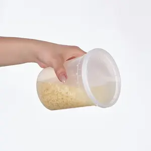 3 Pack food storage container with lid, combination of frozen cooked food cups, leak proof circular transparent takeaway container, microwave heatable, sealed lid, leak proof, stackable, microwave heatable, refrigerable Airtight Kitchen