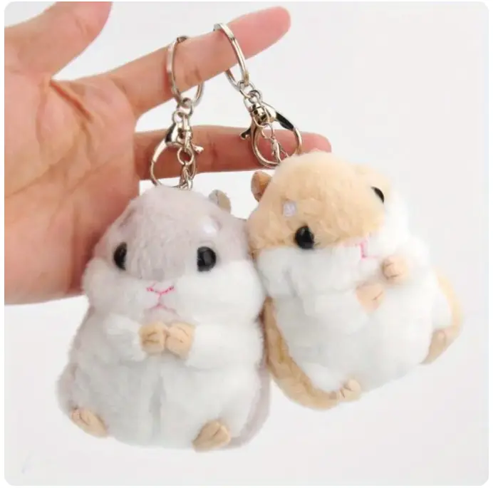 Pack of 2 Cute Hamster Plush Keychains,Stuffed Animals Keyring Charm,Handbag/ Backpack Pendant,Multi-coloured Plush Toys Set,Gifts for Birthday