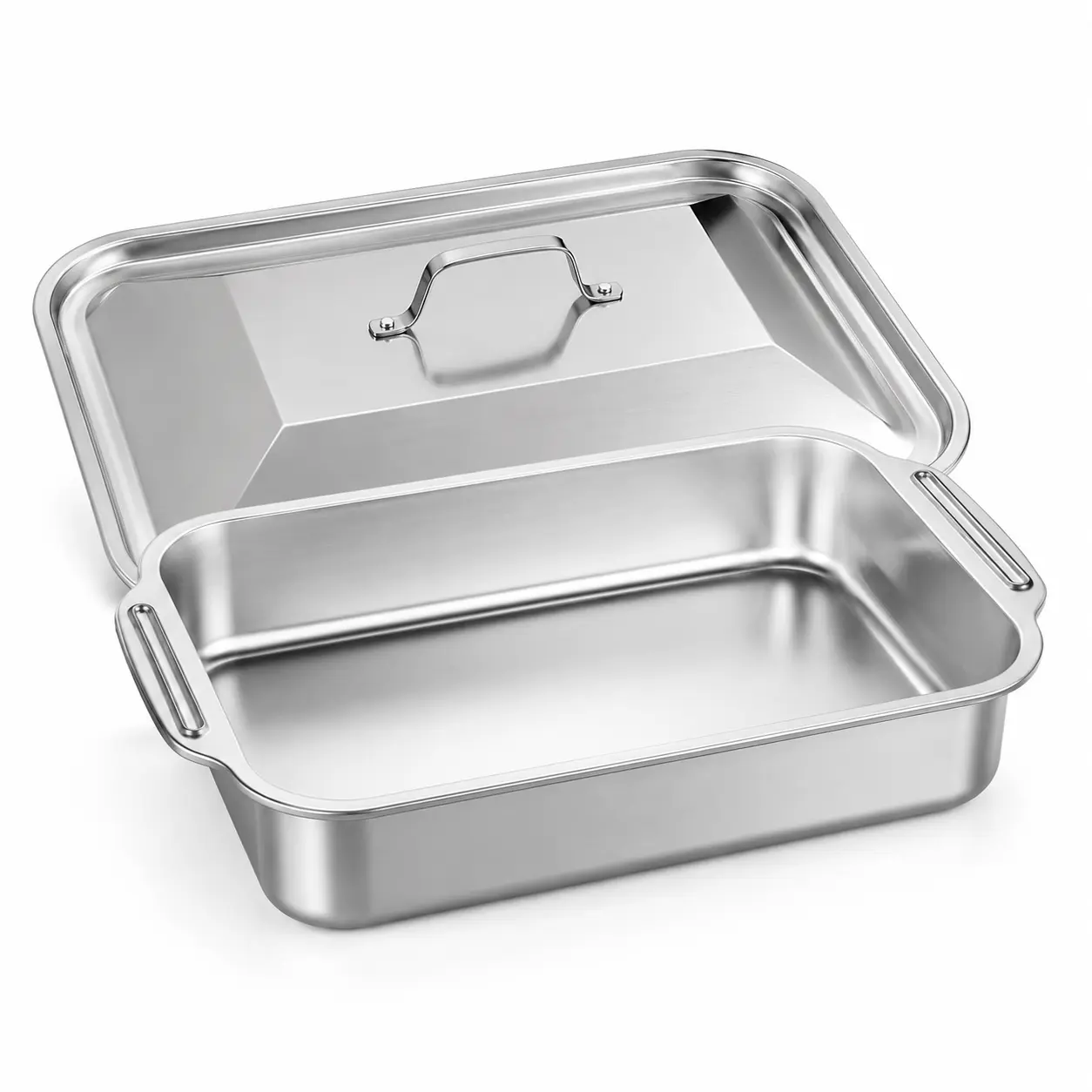 Stainless Steel Baking Tray Set (2/3 Pieces) with Portable Lid, Large Capacity, Suitable for Family Gatherings, Camping Picnics, Hot Pot & Buffet Use
