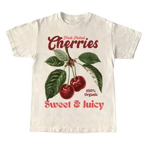 Fresh Picked Cherries T-Shirt | Sweet & Juicy Retro Fruit Tee | 100% Organic Look | Cute Vintage Summer Shirt | Farm Style Aesthetic