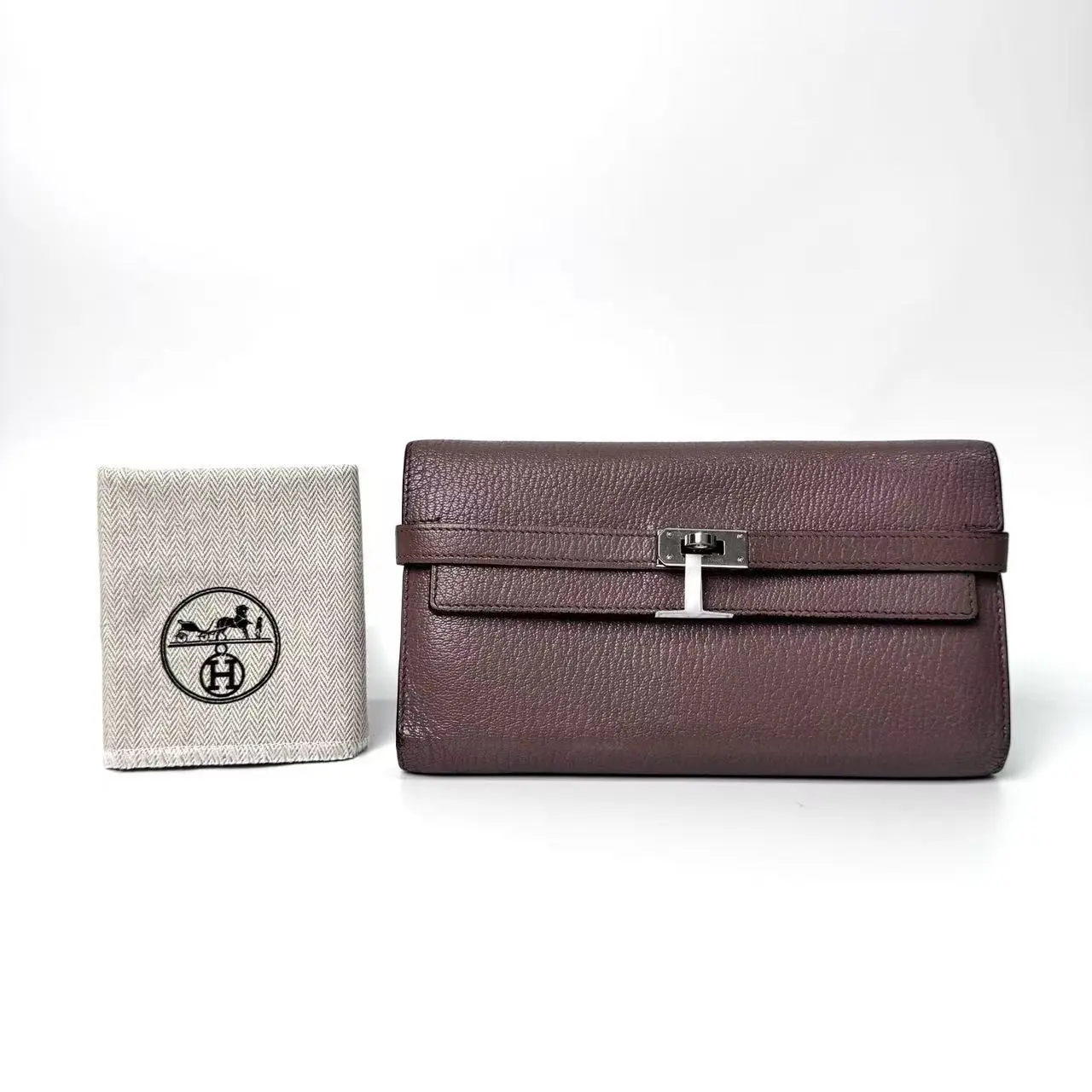 Pre-owned HERMÈS Kelly Elephant Grey Togo Leather Long Wallet 2000 Base Length Approx 19cm Item No.:N23179697