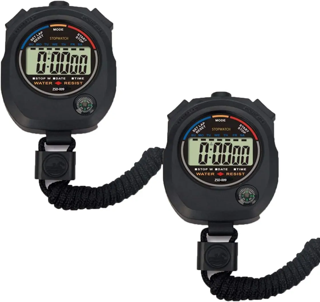 SportsPgzsy 2 Pack Multi-Function Electronic Digital Sport Stopwatch Timer, Large Display with Date Time and Alarm Function,Suitable for Sports Coaches Fitness Coaches and Referees,Pgzsy