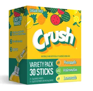 Crush Juicy Mixes Crush 30 Count Variety Pack Sugar Free Pineapple Watermelon Lemonade Drink Mix Sticks Easy To Make Powder