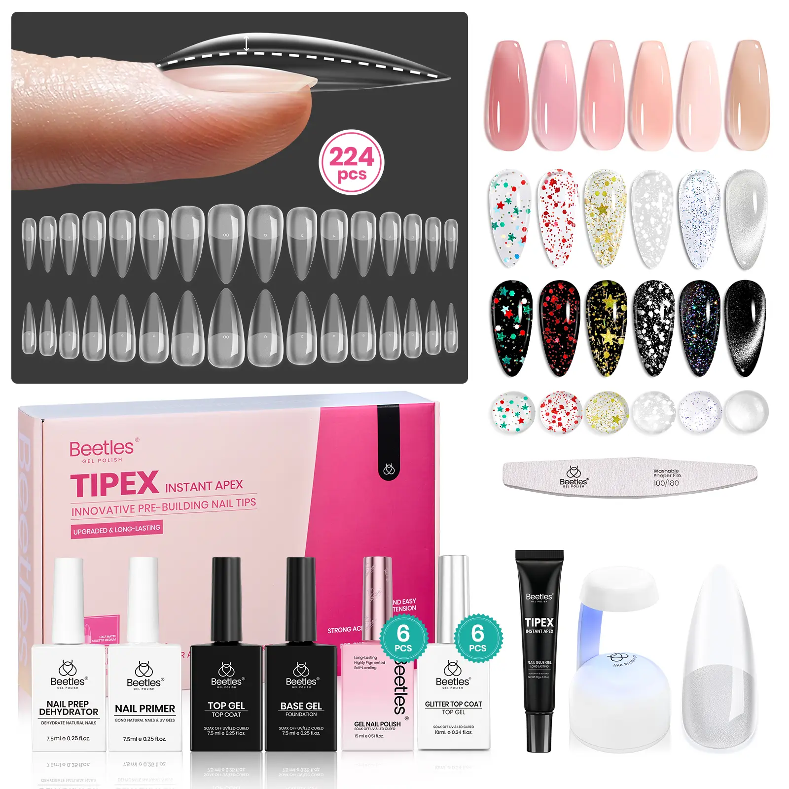 [bundle B]M-Stiletto Kit&6 Color Nude Gel&Top Coat