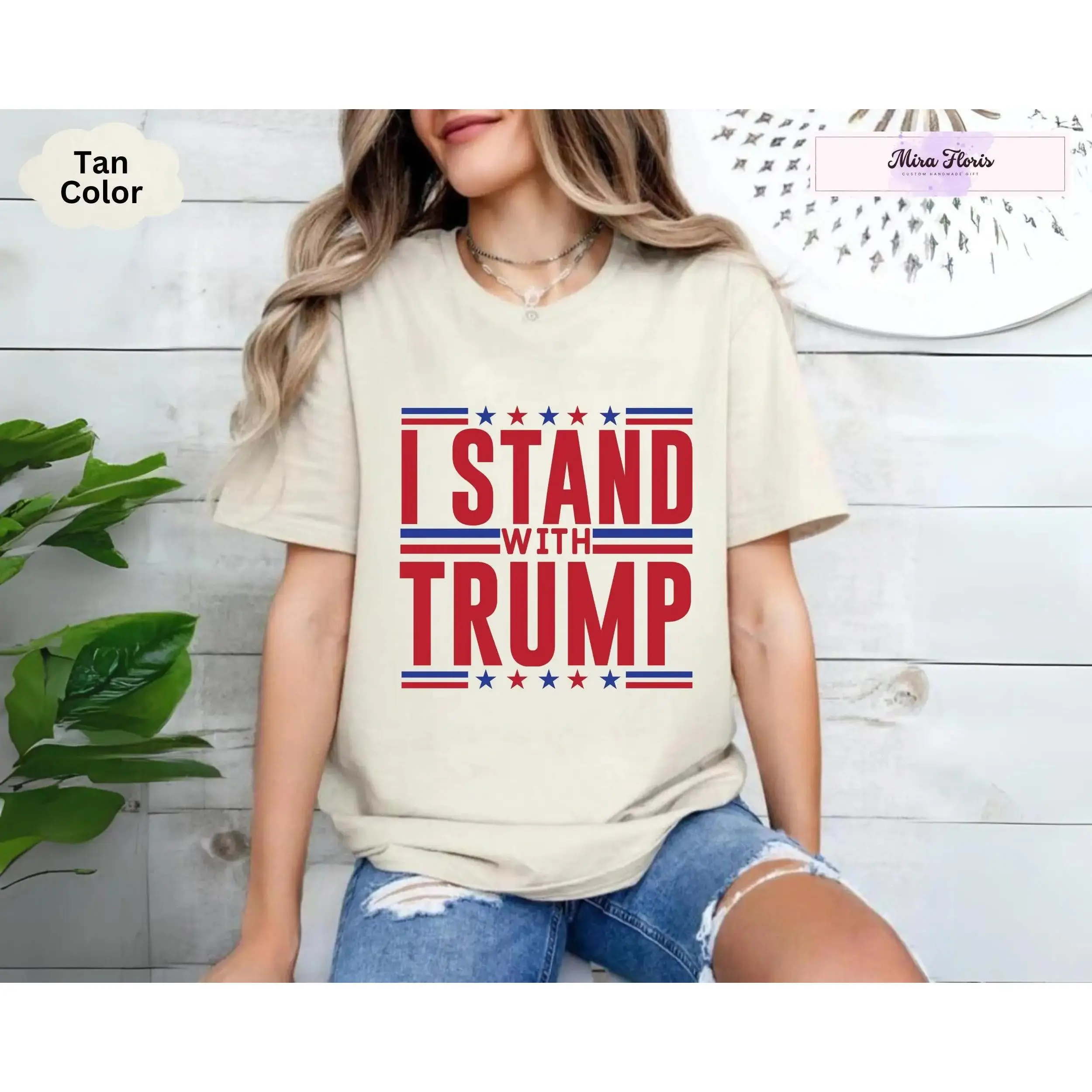 Trump 2024 I Stand With T Shirt MAGA Support President Election Lovers Republicans Campaign Not Guilty dad hoodie Casual Cotton