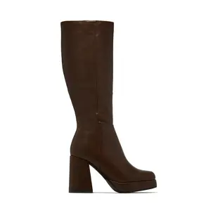 Hudson Platform Block Heel Boots - Brown