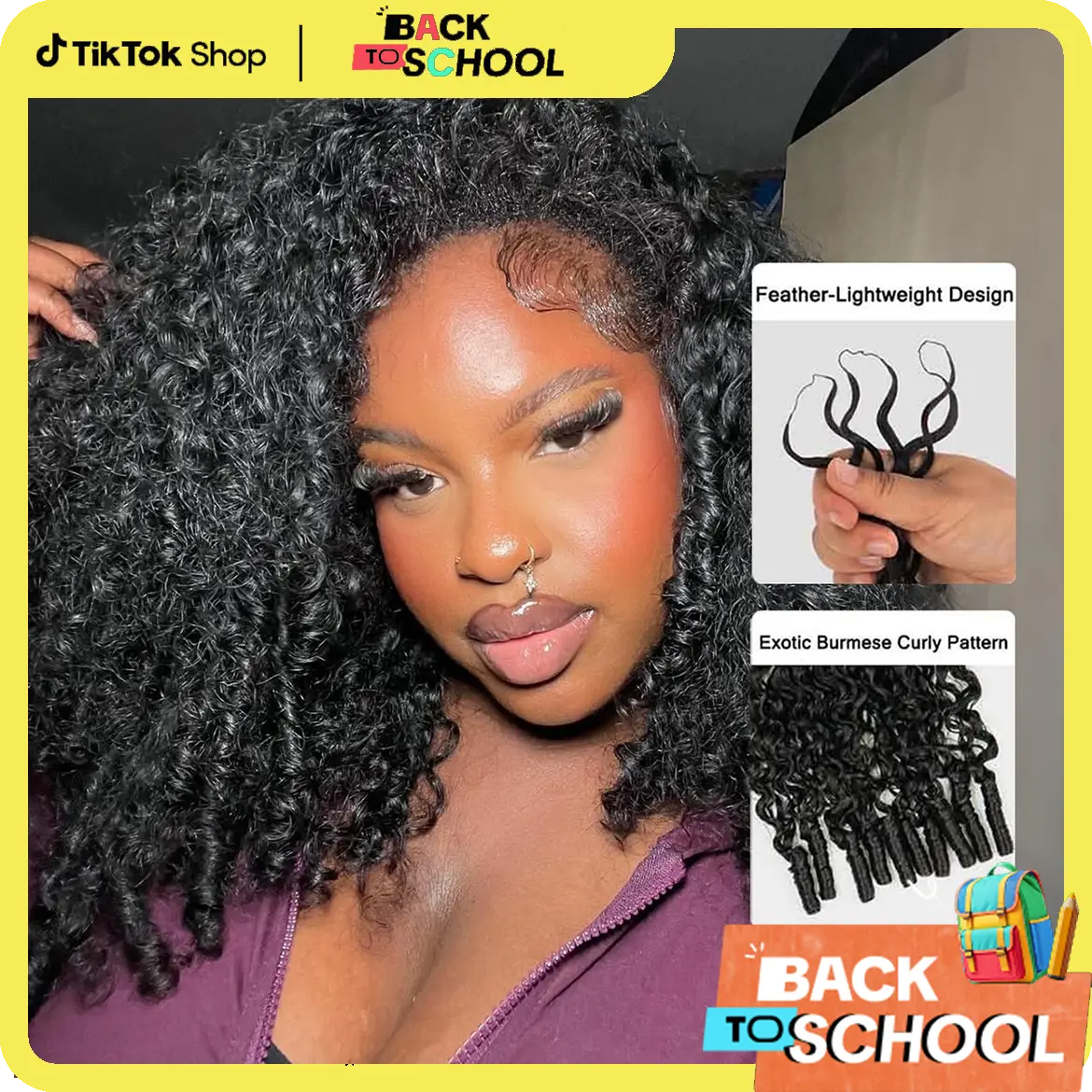 STERLY Crochet Extensions Human Hair Miracle Knots Pre-Separated 50g per Pack 45-50 Strands per Pack Knotless Boho Braids 4-5 Packs for Full Head Burmese Curly Textures Wig with Crochet Hook #TikTokShopBackToSchool#SohoChic