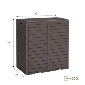 78 Gallon Resin Trash Can Outdoor Double Waste Bin Trash with Drip Tray Armrest for Garage Two Trash Bags for Patio Hideaway Kitchens Waterproof Cover