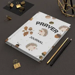 Prayer Hedgehog Journal Hardcover | Cute Acorn Pattern Notebook