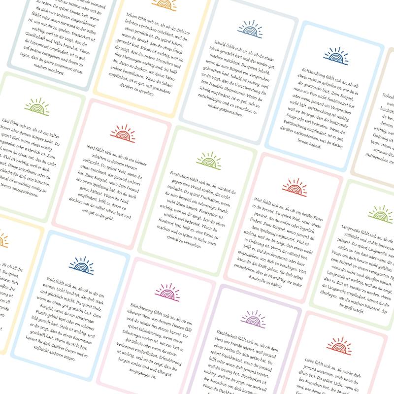 Emotion Monsters Cards with Explanatory Texts Cute Emotion Cards -German English French emotion cards,Self-Regulation Tools Social-Emotional Learning, Mood Management