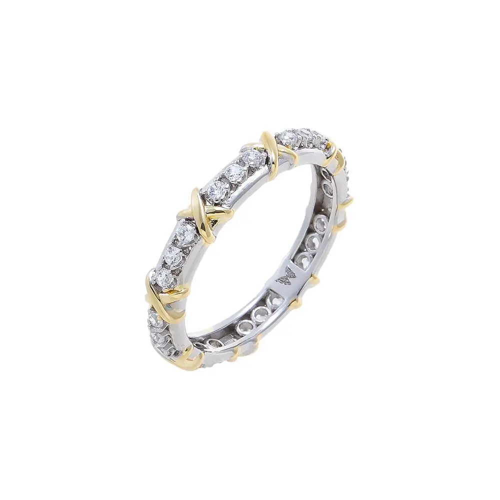 CZ Two-Tone X Eternity Band