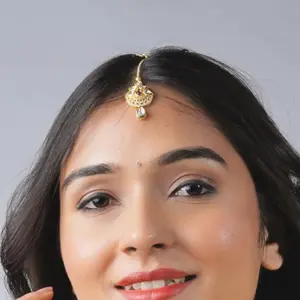 Intricate Kundan Maang Tikka | Gold-Plated Forehead Jewelry for Weddings & Festivals | Timeless Bridal Beauty | Gift for Her