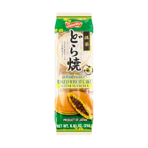 SHIRAKIKU Japanese Matcha Red Bean Dorayaki 5pcs - Authentic Breakfast & Afternoon Tea Snack