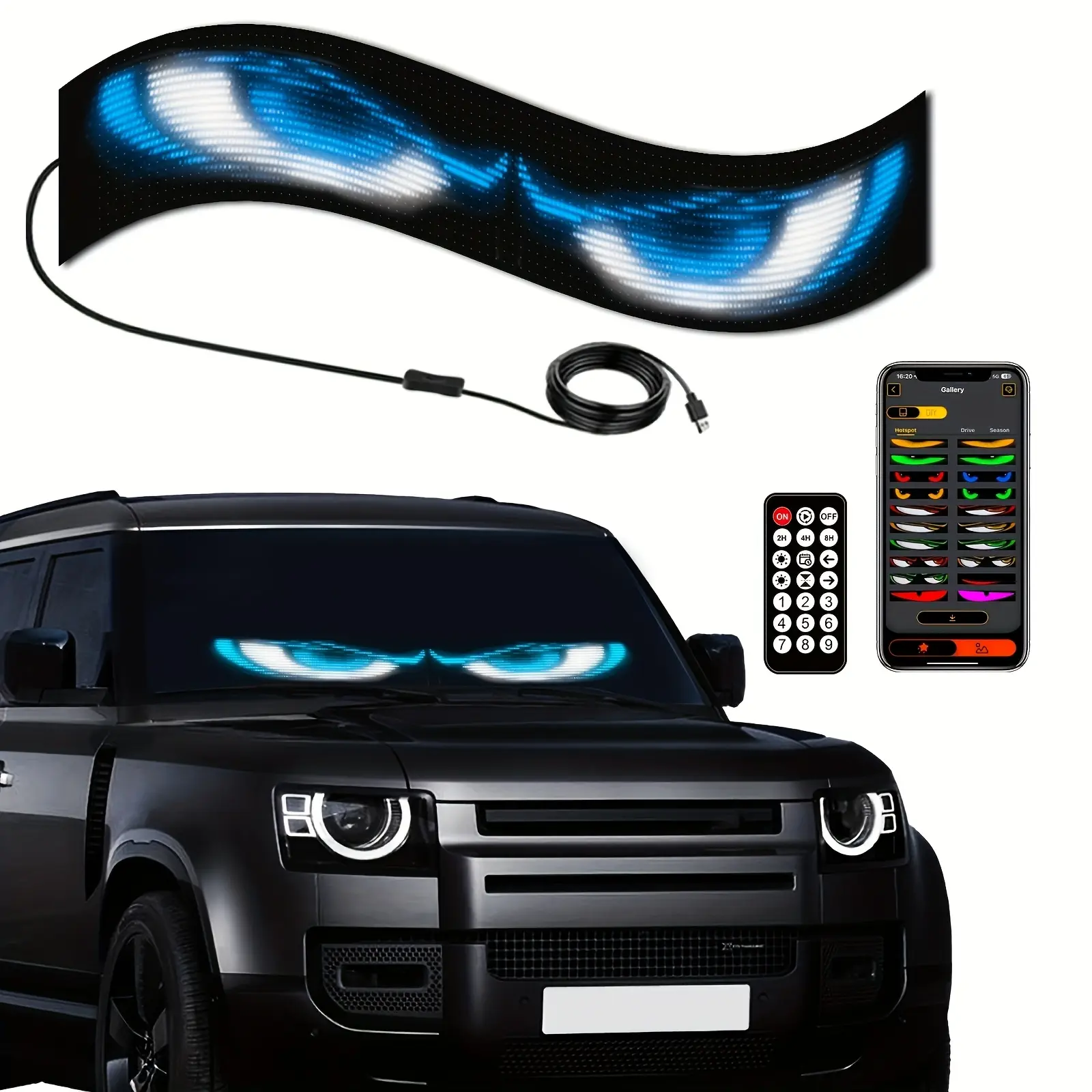1pc Programmable LED Sign,LED Car Sign-DIY Text, Pattern, And Color Control Through Applications,LED Sign for Car Windows Perfect Decorations for Parties, Hotels, Shops, Cars, Valentine's Day Gifts.