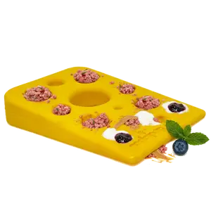 Swiss Cheese Wedge eChew Durable Nylon Dog Chew Toy for Aggressive Chewers FDA Compliant Non Toxic Made in USA 5.5" Long 4" Wide 1" Tall