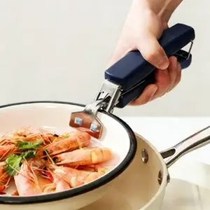 Anti-Scalding Clip Bowl Plate Clamp Set of 3, Silicone Non-slip Heat Resistant Clips for Plates Bowls & Baking Trays, Blue, Kitchen Utensils & Frying Pan Covers