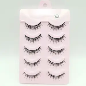 5 pairs False Lashes Natural Look 14-17mm Full Bouncy Volume & Curl,Reusable and contact lens friendly