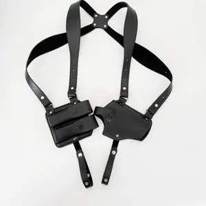 Genuine Leather 1911 Shoulder Holster with Mag Pouch Outdoor Concealed Carry Pistol Holster