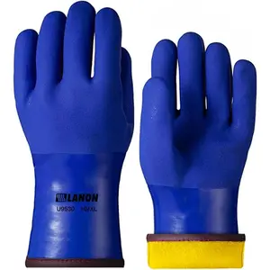 PVC Coated Cold Proof Heavy Duty Gloves, Waterproof Warm Work Gloves for Freezer Work, Chemical & Oil Resistant, Non-Slip, Large