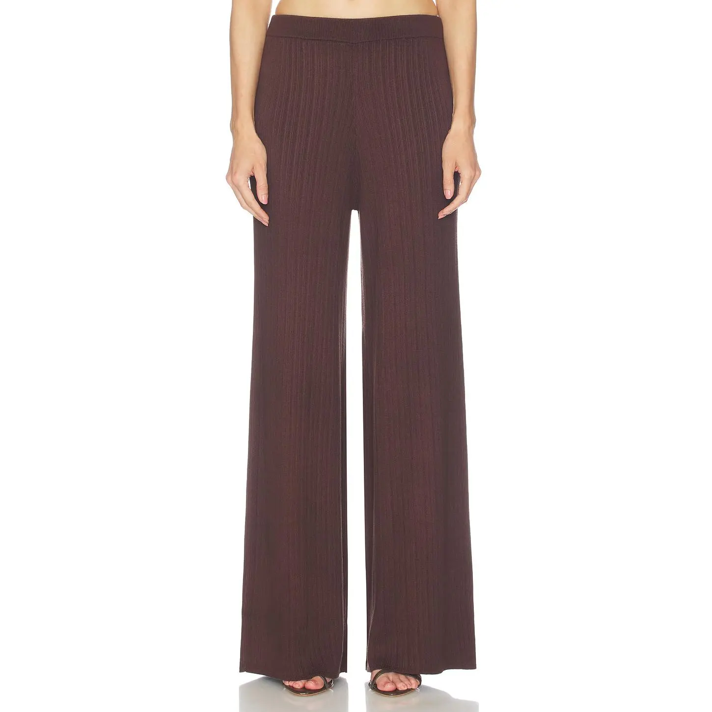 L'Academie Sibylla Rib Knit Pant in Chocolate