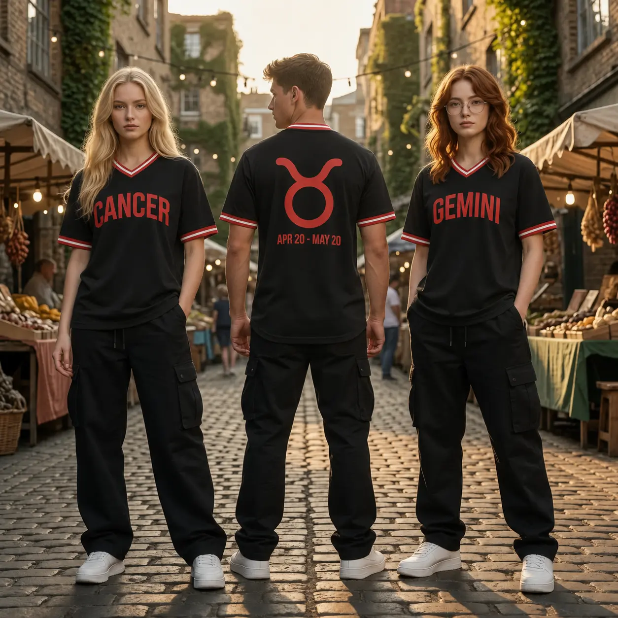 Zodiac V-Neck Soccer Jersey Shirt Black - Astrology Breathable V-Neck Athletic Shirt Front Shirt Vintage Streetwear Gift for Men & Women