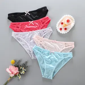 Women's Solid Color Bow Decor Ring Linked Thong, Soft Comfy Breathable Contrast Knicker Panties, Low Waist Underwear for Daily Wear & All Seasons