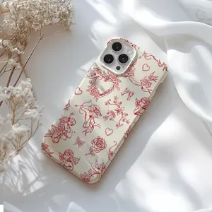 Valentine Phone Case, Cupid, Hearts, Floral, Red, Cute Trendy Phone Cover, MagSafe Case Phone - Case iP 16 15 14 13 12 11 X