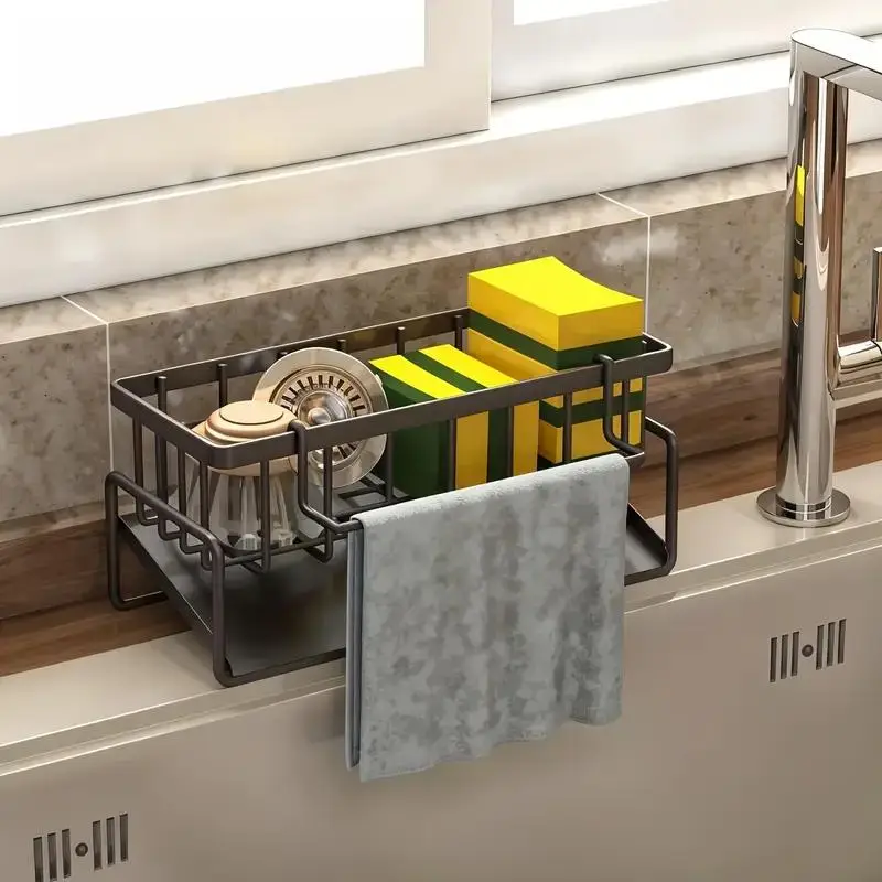 Kitchen Sink Organizer, Space Saving Sponge Soap Brush Cloth Storage Rack, Kitchen Gadgets Sink Storage Rack, Modern Kitchen Organizer